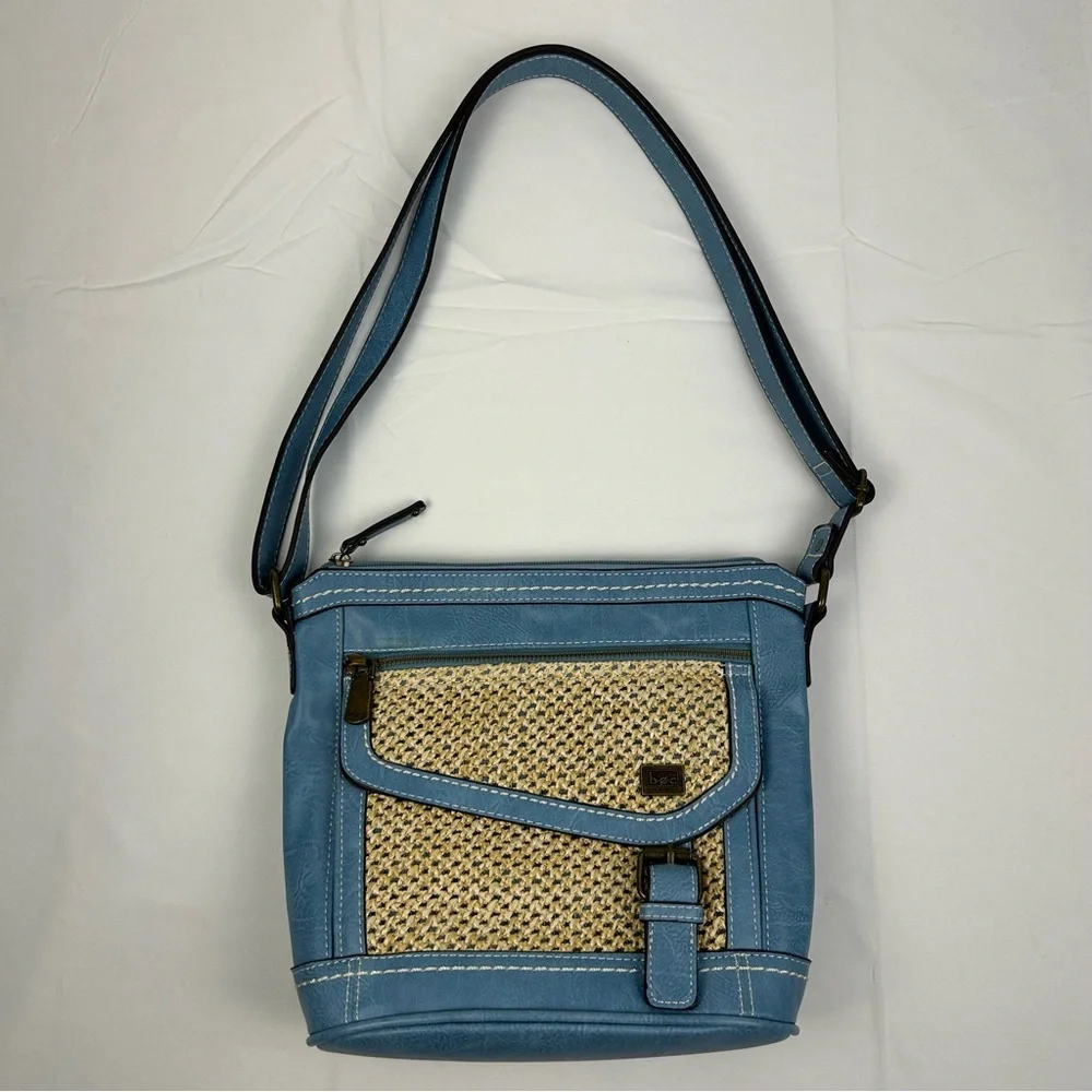 BOC Born Concept Crossbody Shoulder Purse Faux Leather Blue Denim Color - Picture 2 of 13